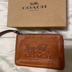 Ginger Coach Genuine Leather Wristlet